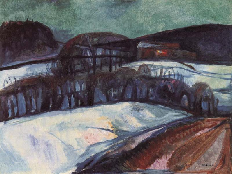 Edvard Munch The red house in the snow oil painting image